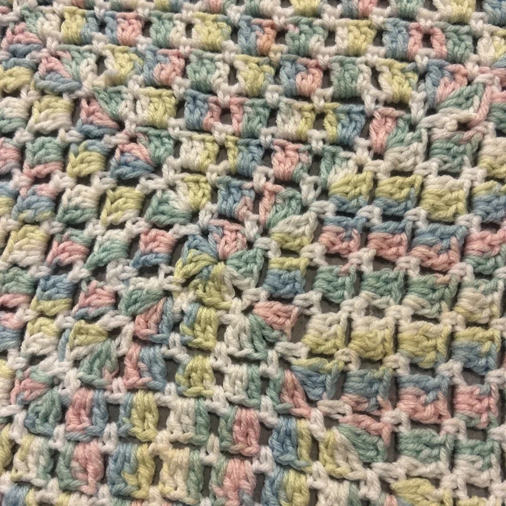 Hand Made Crochet‎ Pastel Baby Blanket 34 X 34 inches